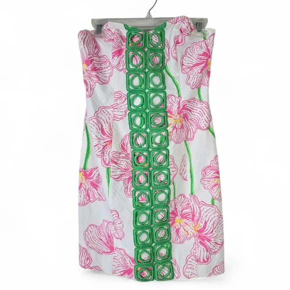 NWT Lilly Pulitzer Angela Strapless Dress 4 Resort White Clover Cup - Picture 2 of 12